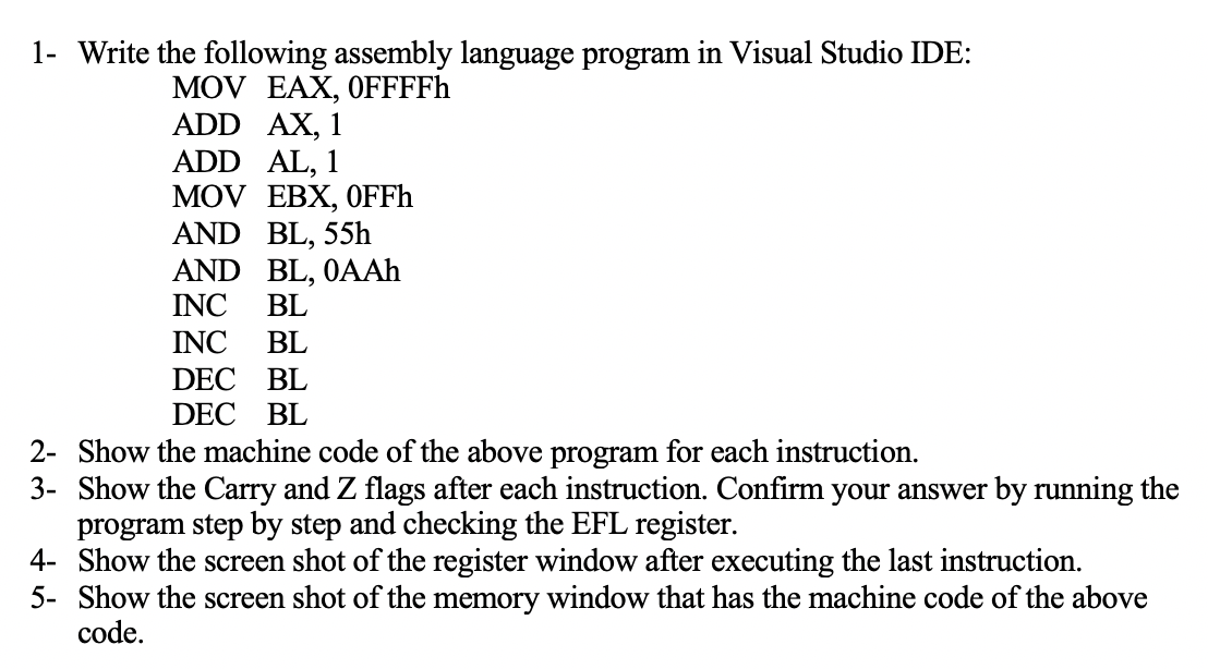 1- Write the following assembly language program in | Chegg.com