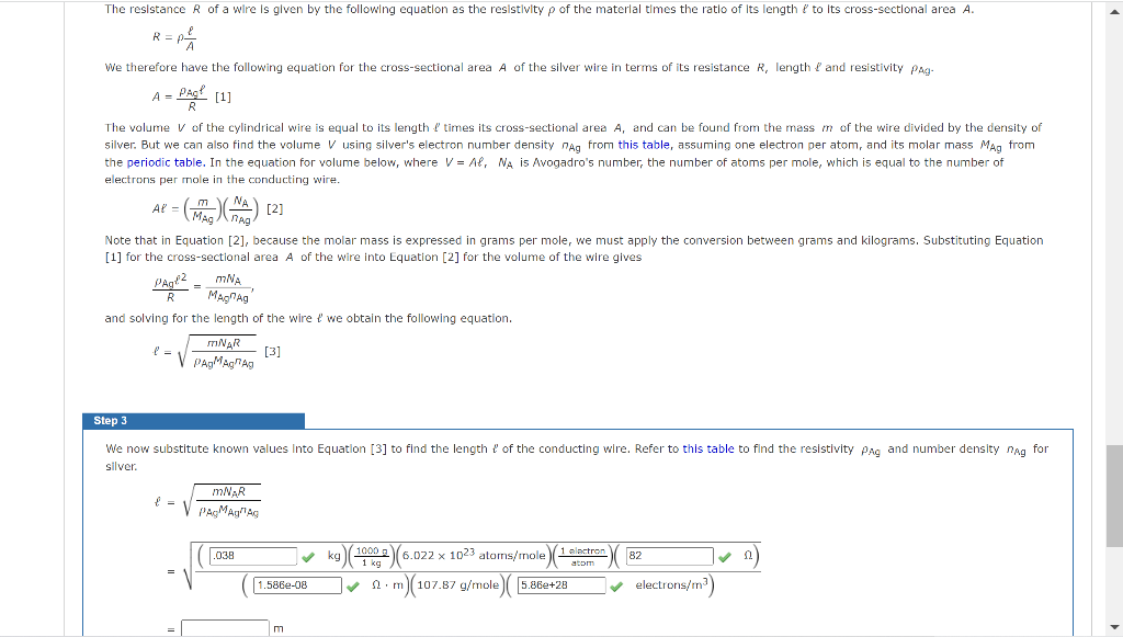 Solved R=ρAℓ We therefore have the following equation for | Chegg.com