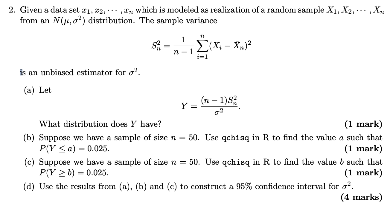 Solved 2. Given a data set x1,x2,⋯,xn which is modeled as | Chegg.com