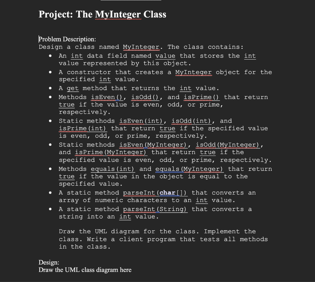 Solved Project: The MyInteger Class Problem Description: | Chegg.com