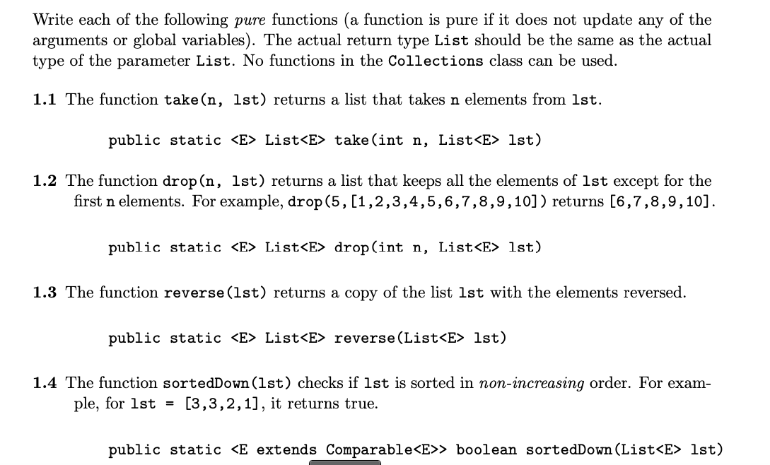 Solved Write each of the following pure functions (a | Chegg.com