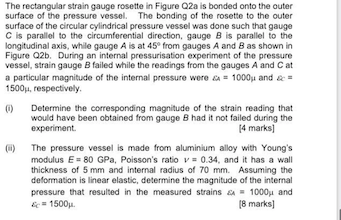 Solved The rectangular strain gauge rosette in Figure Q2a is | Chegg.com
