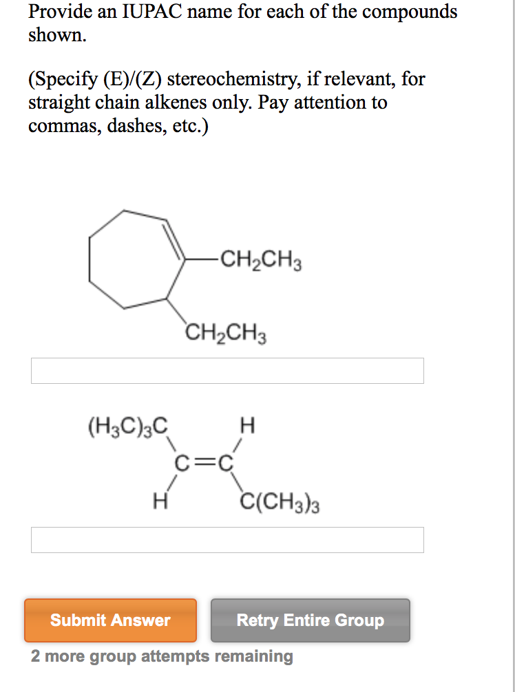 Solved Provide An Iupac Name For Each Of The Compounds Chegg Com