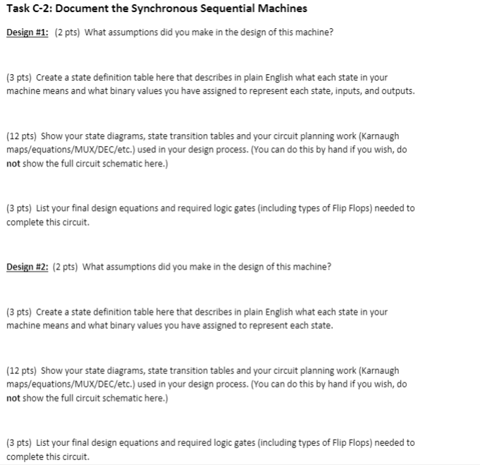 Task C-2: Document the Synchronous Sequential | Chegg.com