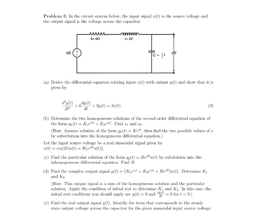 Solved Problem 3: In the circuit system below, the input | Chegg.com