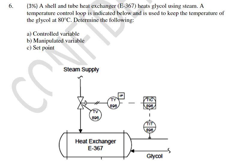6. (3%) A shell and tube heat exchanger (E-367) heats | Chegg.com