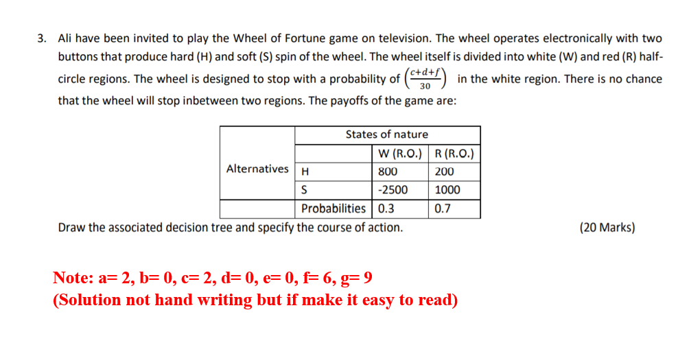 Solved 3 Ali Have Been Invited To Play The Wheel Of Fort Chegg Com