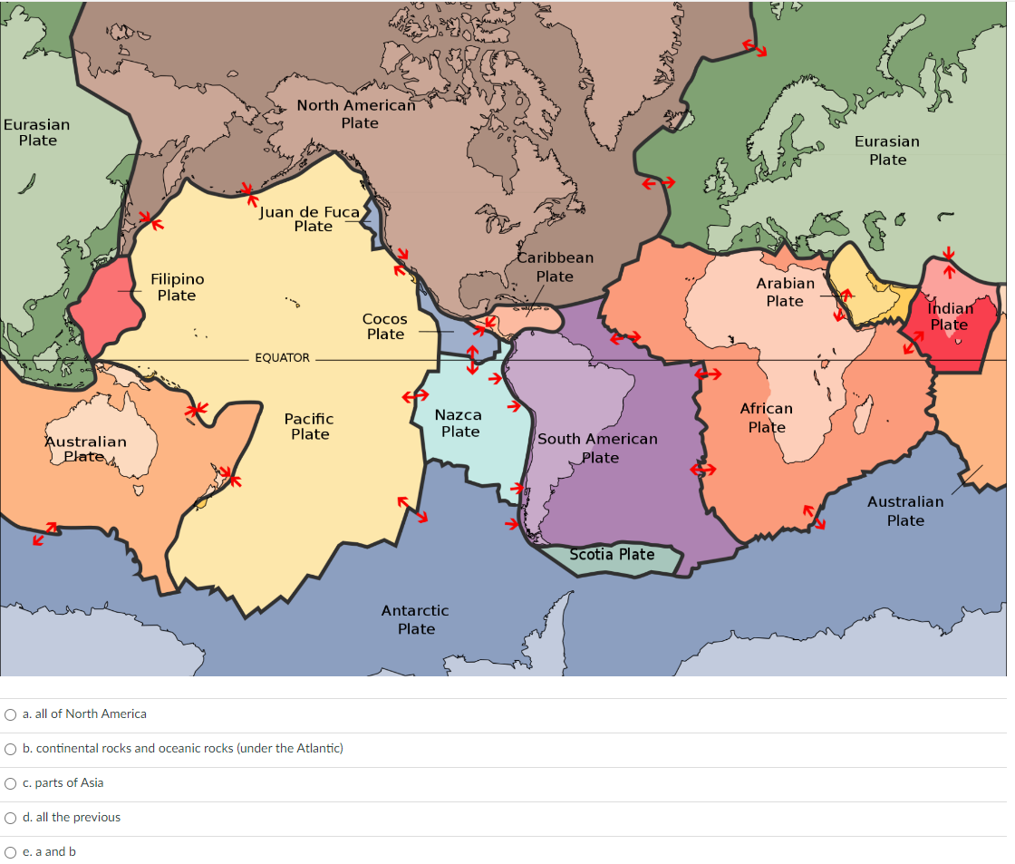 Solved The North American tectonic plate includes (use the | Chegg.com