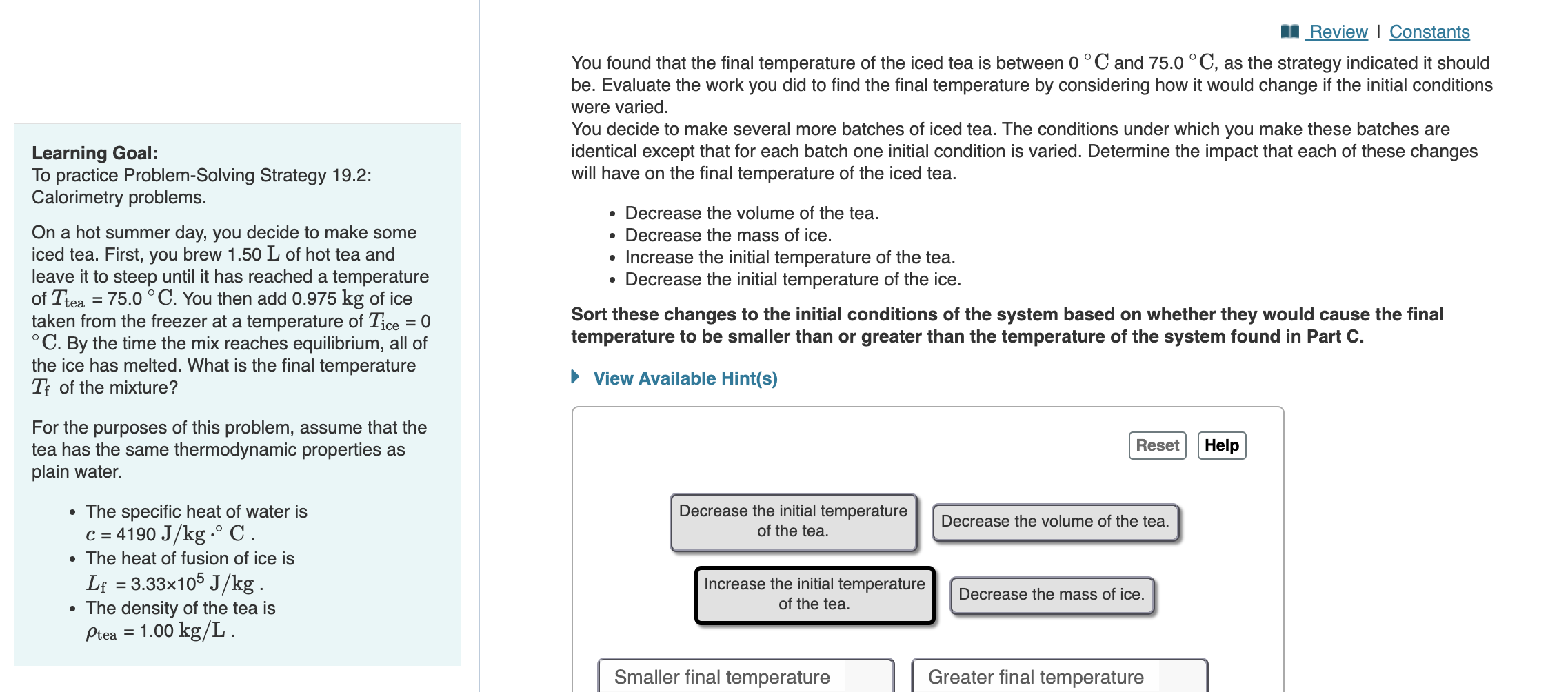 Solved You found that the final temperature of the iced tea | Chegg.com