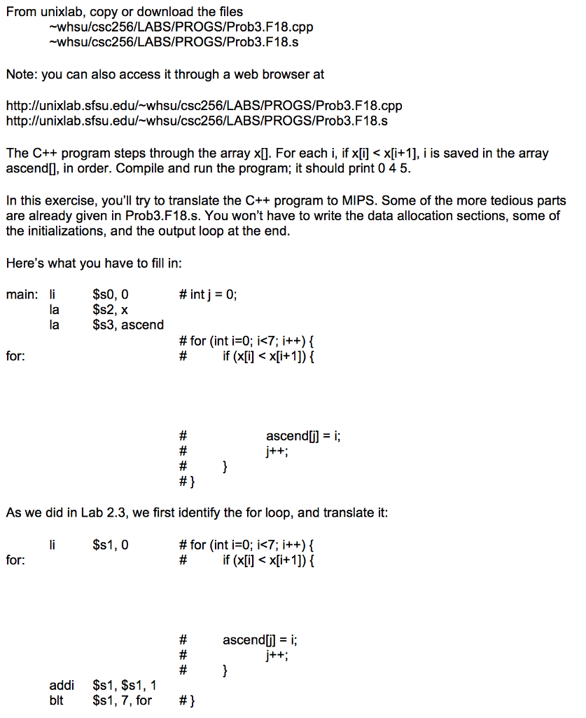 In this assignment, we are translating C++ code into | Chegg.com