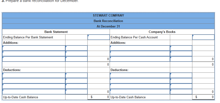 Solved The December bank statement and cash T-account for | Chegg.com