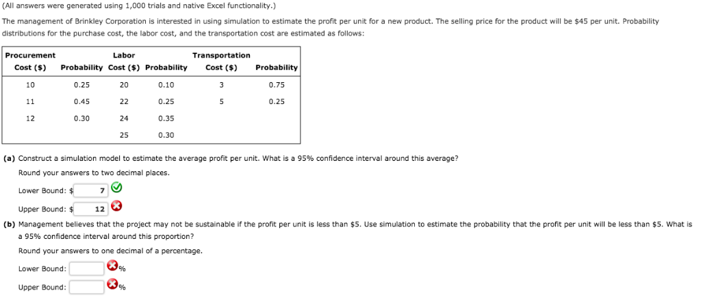 Solved (All answers were generated using 1,000 trials and | Chegg.com