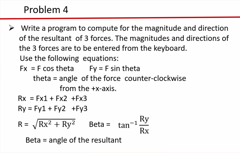 Solved Problem 4 Write A Program To Compute For The | Chegg.com