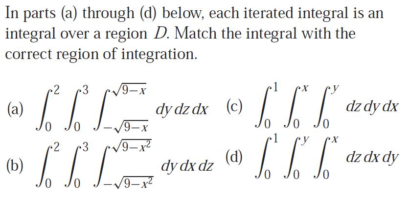 Solved In parts (a) through (d) below, each iterated | Chegg.com