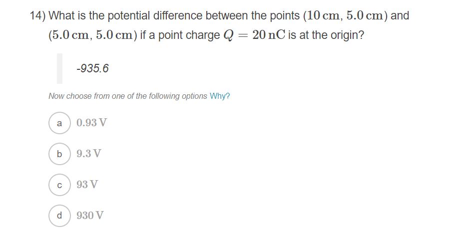 Solved 14) What is the potential difference between the | Chegg.com