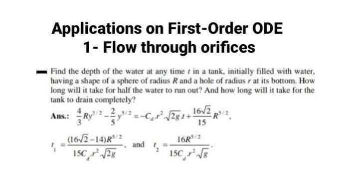 Solved Applications on First-Order ODE 1- Flow through | Chegg.com