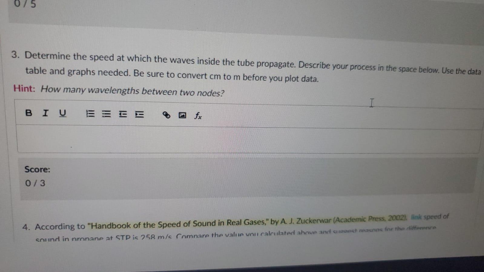 0/5 3. Determine the speed at which the waves inside | Chegg.com