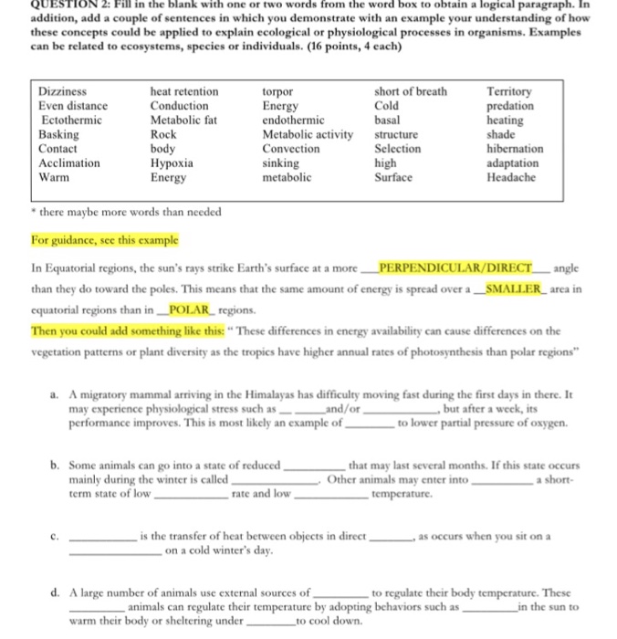 Solved Fill in the blank with one or two words from the word