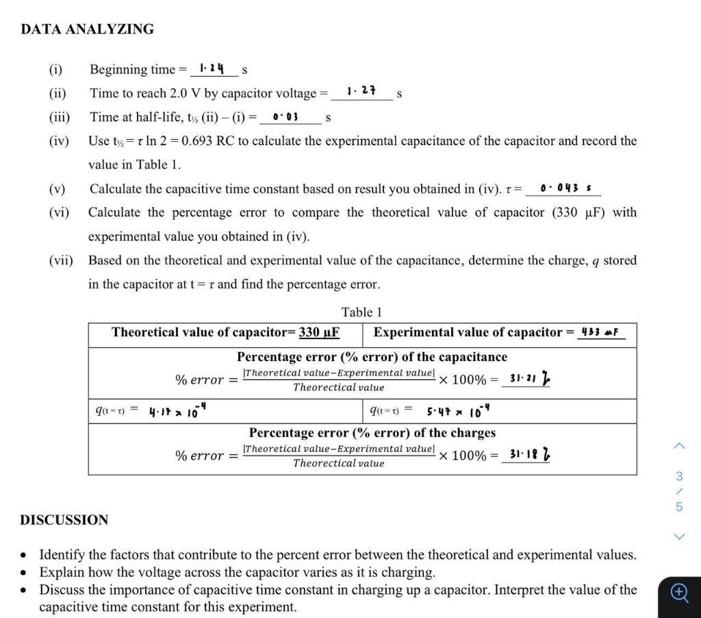 Solved DATA ANALYZING = (i) Beginning time: 1.24 S (ii) Time | Chegg.com
