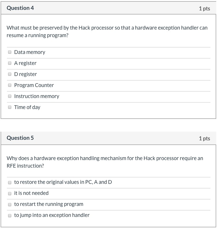 Solved Question 4 1 pts What must be preserved by the Hack | Chegg.com