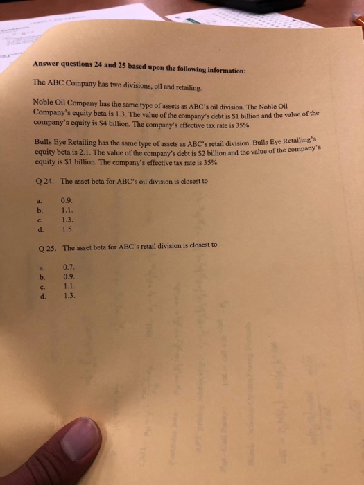 Solved Answer questions 24 and 25 based upon the following | Chegg.com