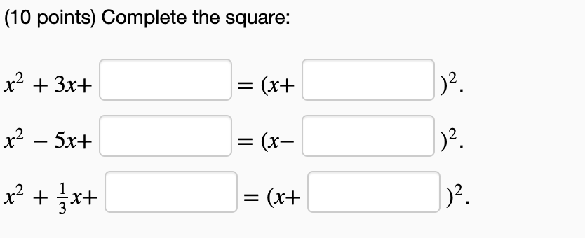 x 2 5x 10 0 complete the square