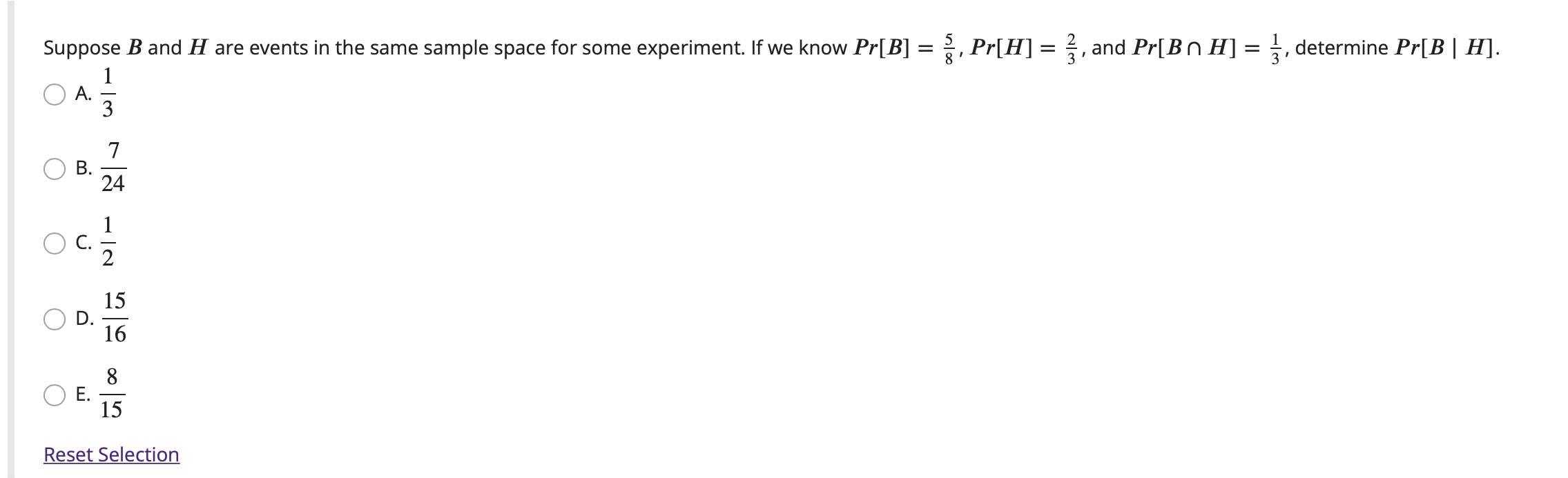 Solved Suppose B And H Are Events In The Same Sample Space | Chegg.com