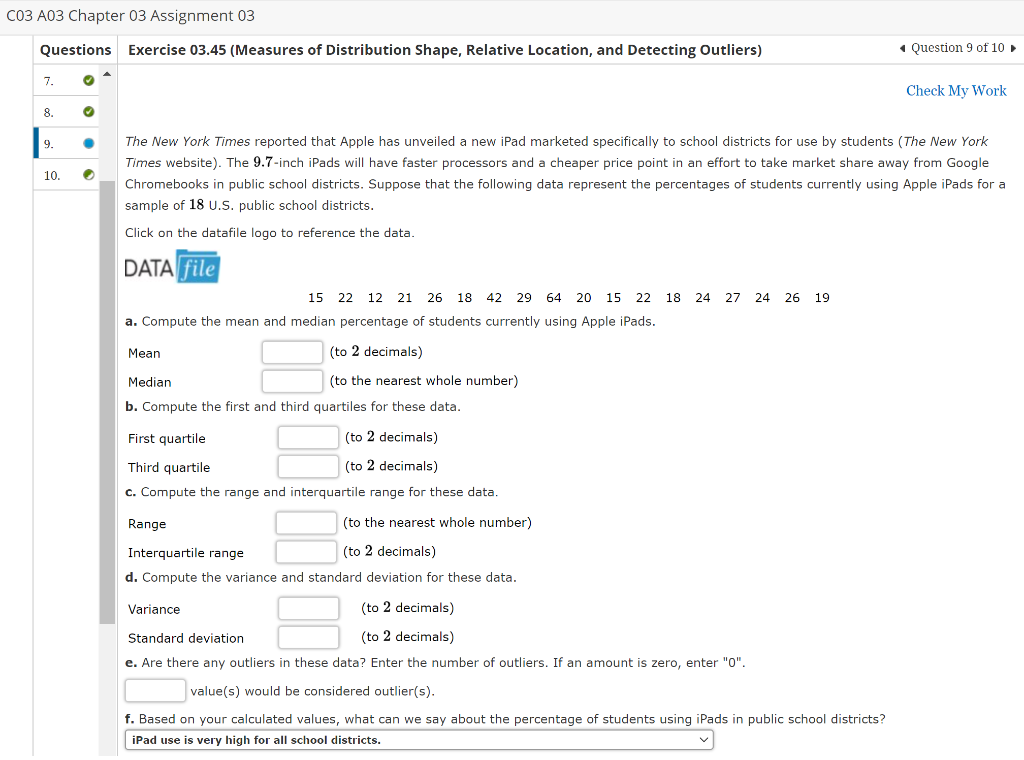 Solved Exercise 03.45 (Measures Of Distribution Shape, | Chegg.com