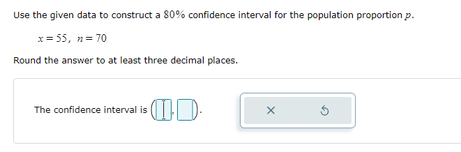 Solved Use the given data to construct a 80% confidence | Chegg.com