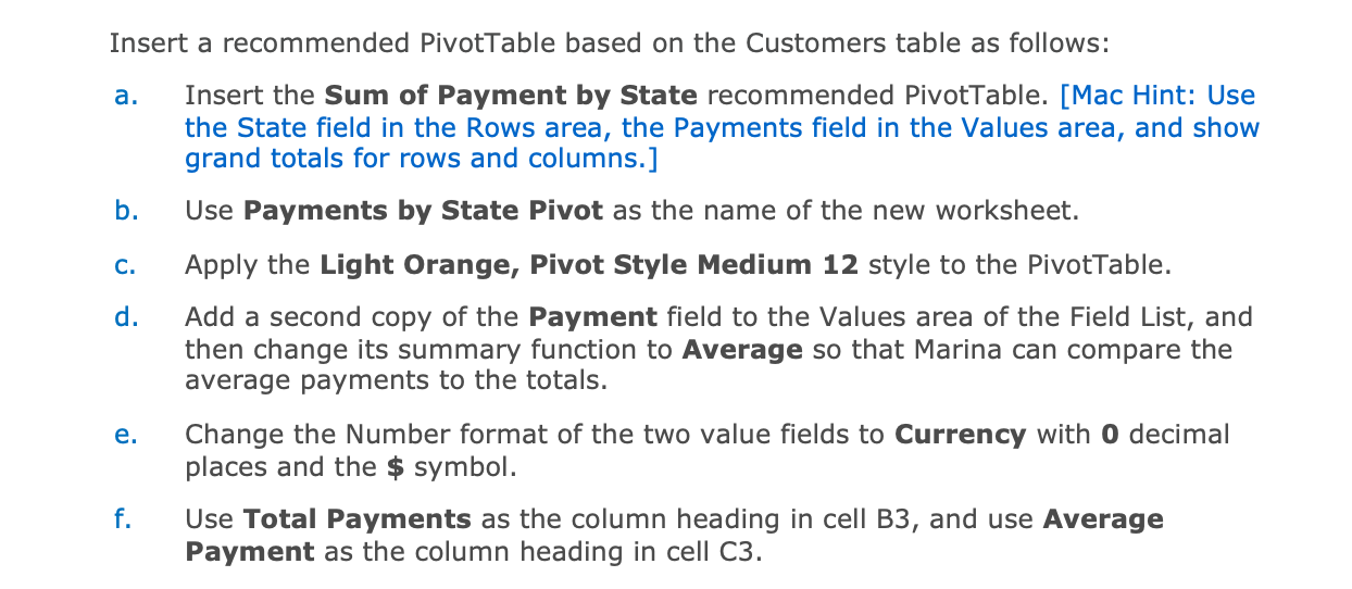 Solved insert a recommended pivottable based on the chegg