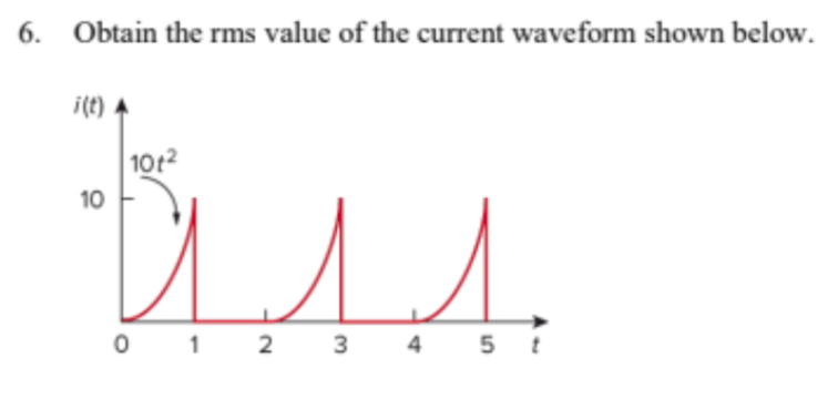How To Get Rms Solved 6. Obtain the rms value of the current waveform shown | Chegg.com