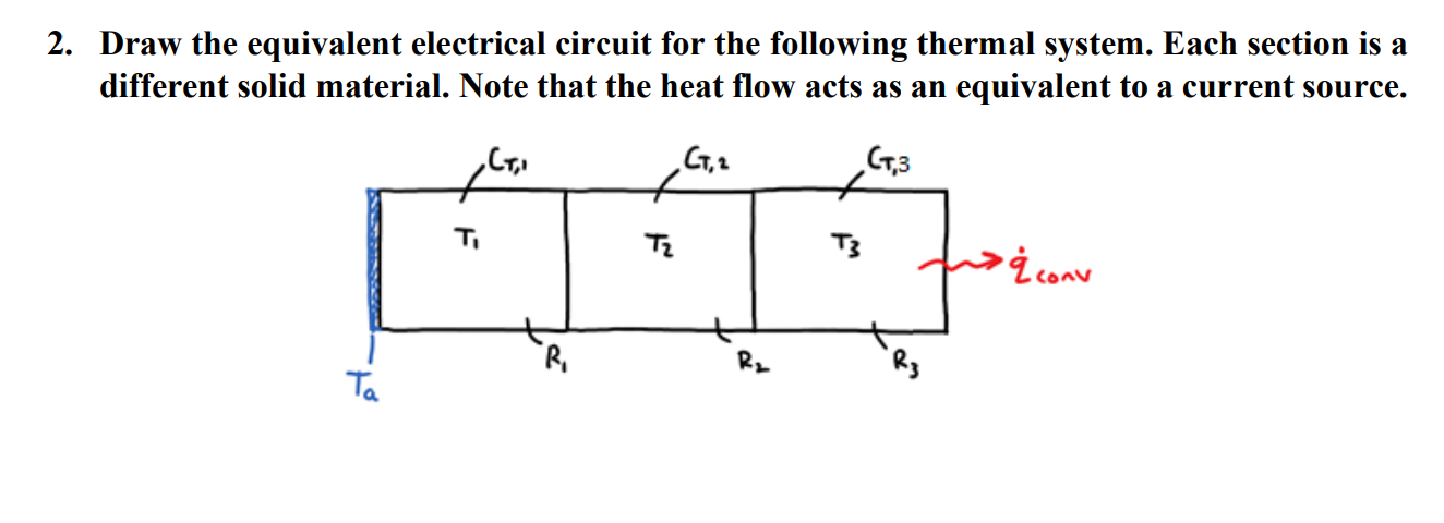 Solved 2. Draw the equivalent electrical circuit for the | Chegg.com