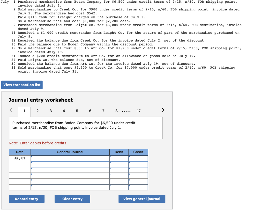Solved July 1 Purchased Merchandise From Boden Company For Chegg