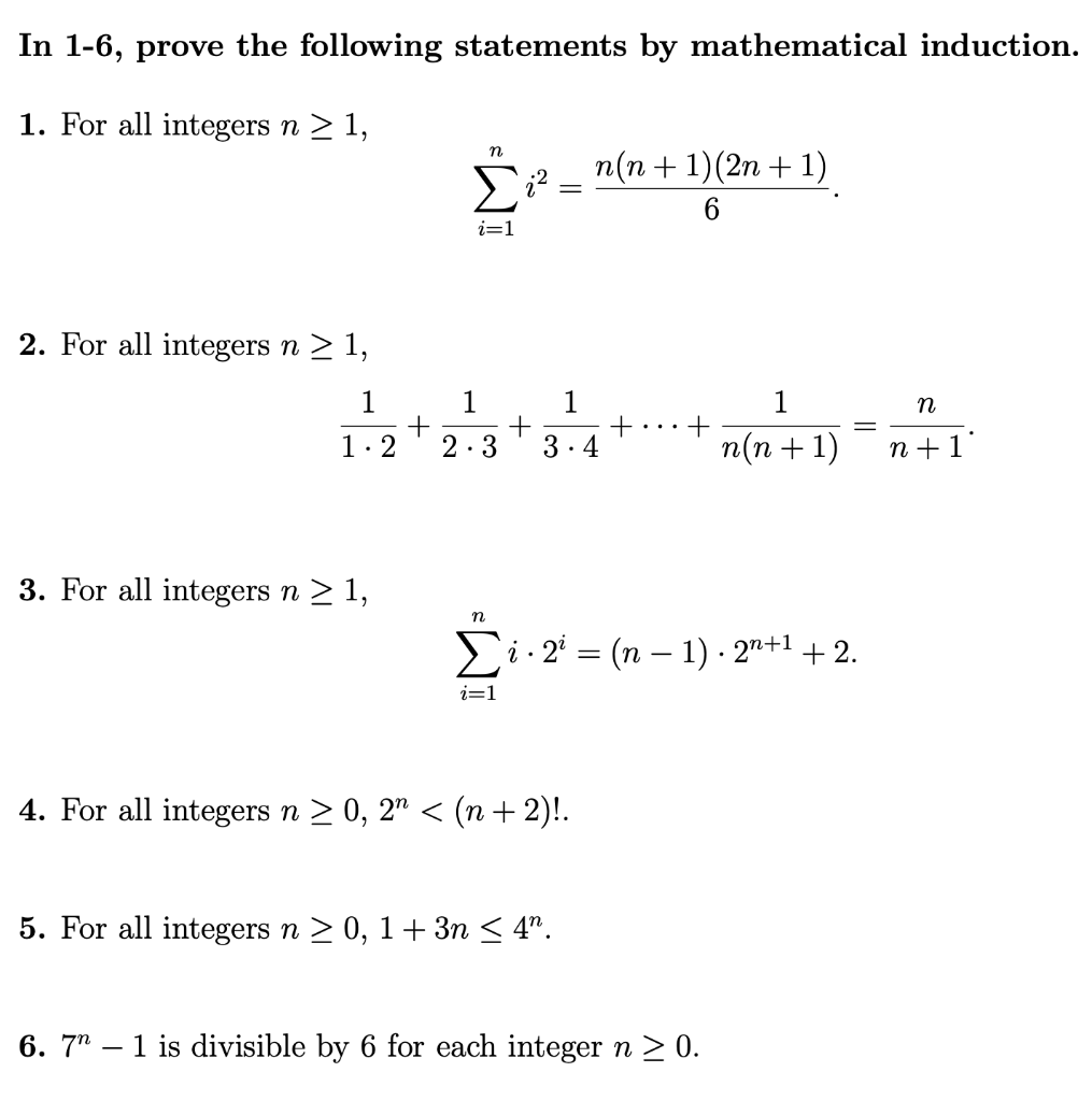 Solved In 1 6 Prove The Following Statements By Mathemat Chegg Com