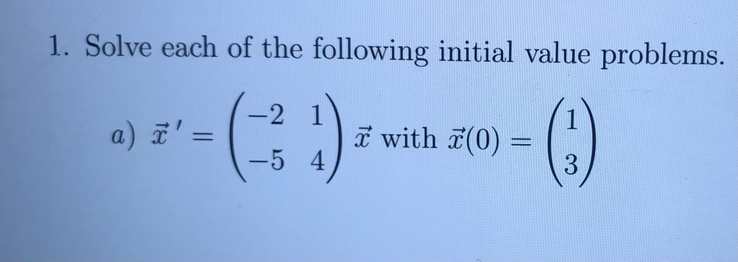 Solved 1. Solve each of the following initial value | Chegg.com
