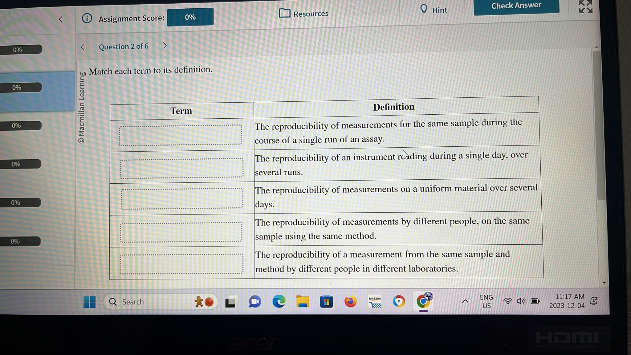 Solved Match Each Term To Its Definition