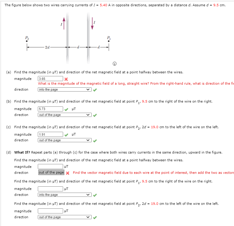 Solved The figure below shows two wires carrying currents of | Chegg.com