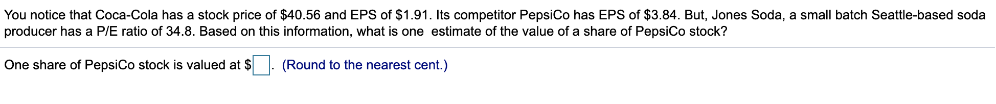 Solved You notice that Coca-Cola has a stock price of $40.56 | Chegg.com