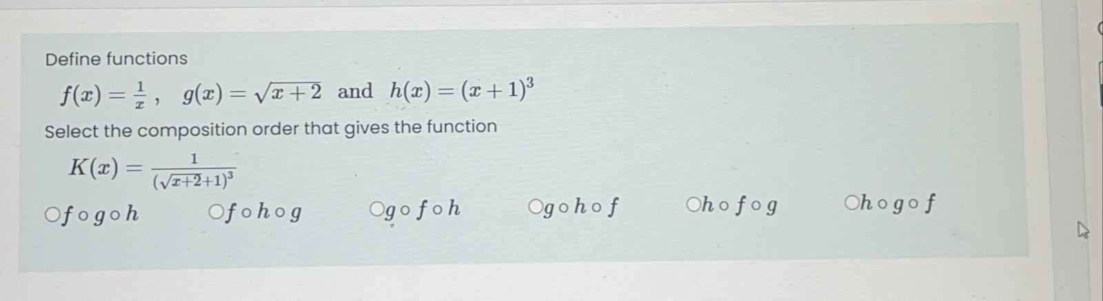 Solved Define Functions F X 1 G C Vae 2 And H X Chegg Com