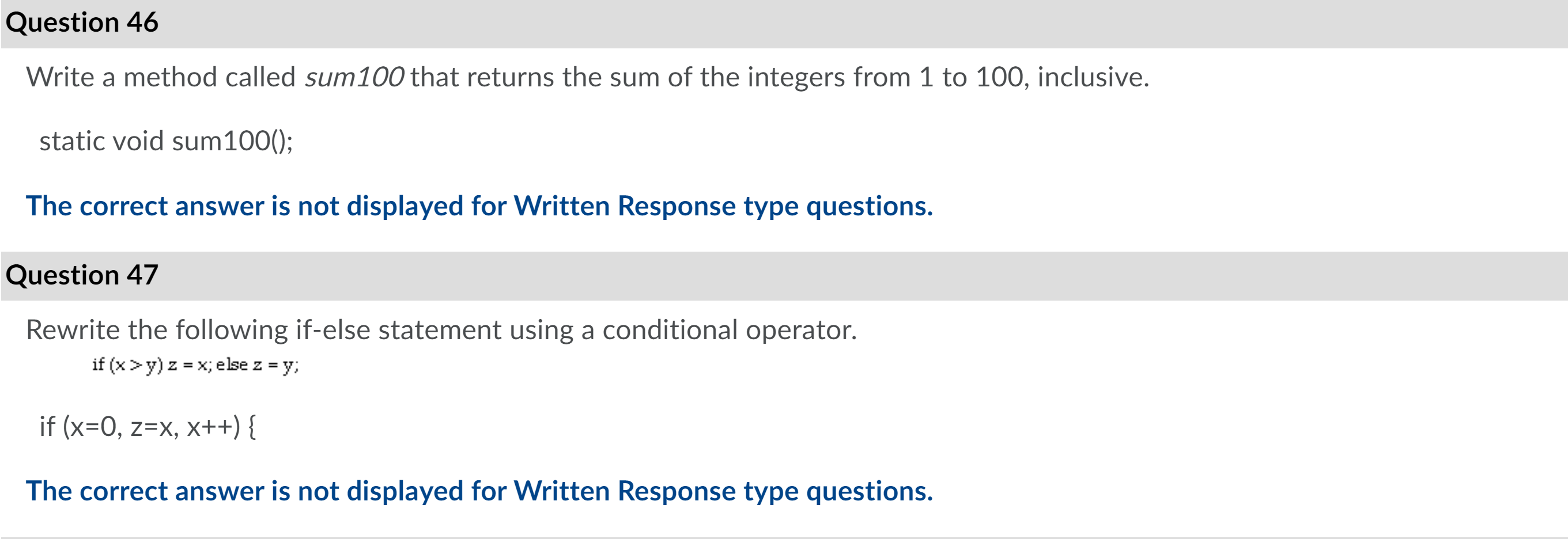 Solved Question 46 Write a method called sum 100 that | Chegg.com
