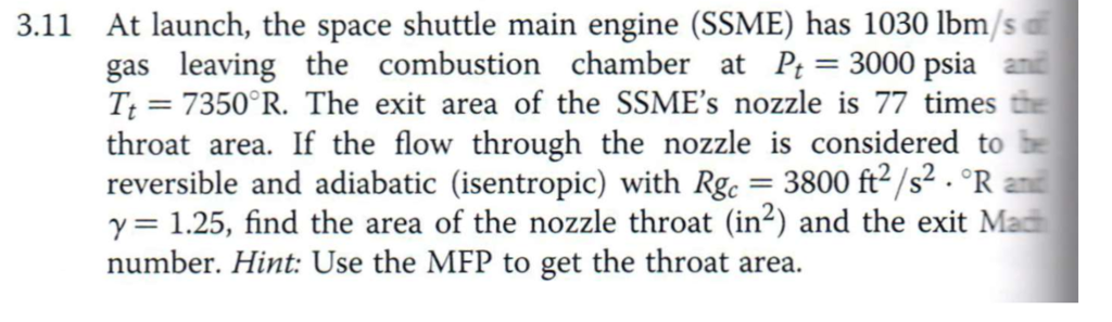 Solved At launch, the space shuttle main engine (SSME) has | Chegg.com