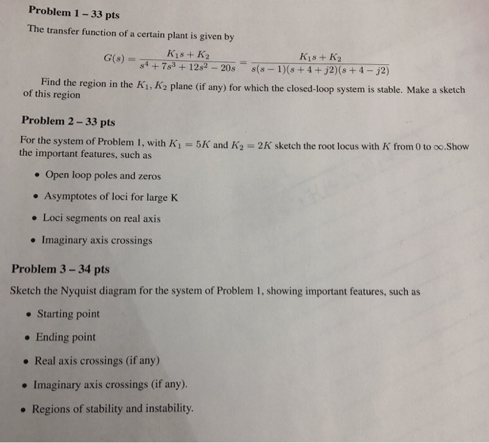 Solved Problem 1- 33 pts The transfer function of a certain | Chegg.com