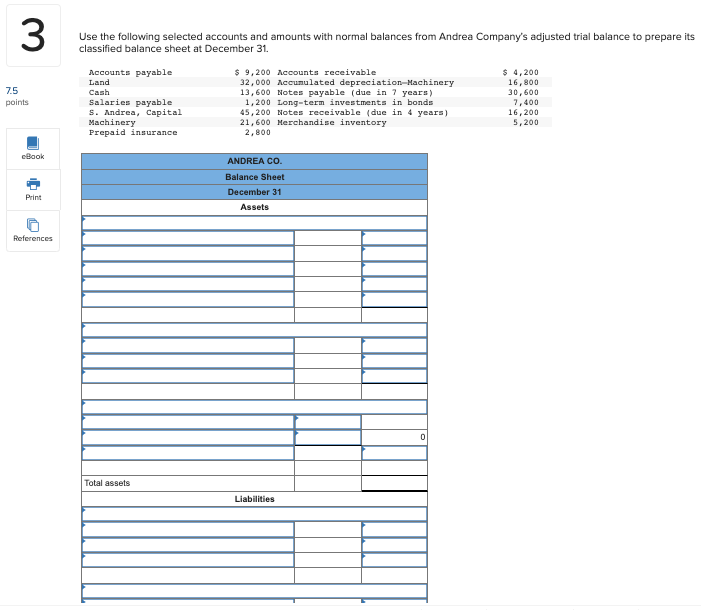 Solved 3 Use the following selected accounts and amounts