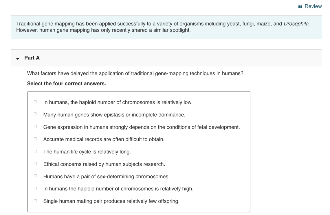 Solved m Review Traditional gene mapping has been applied | Chegg.com