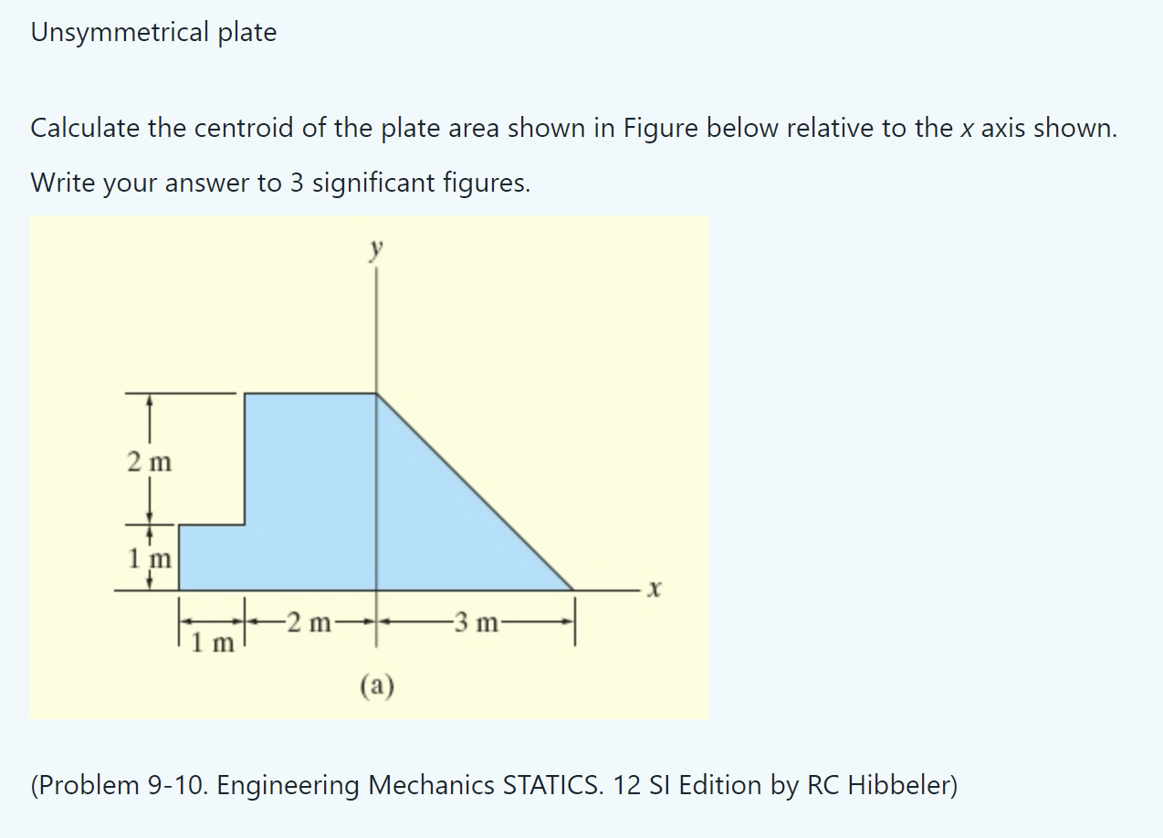 Solved Unsymmetrical plate Calculate the centroid of the | Chegg.com