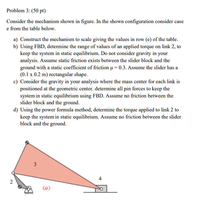 Solved Problem 3: (50 ﻿pt)Consider the mechanism shown in | Chegg.com