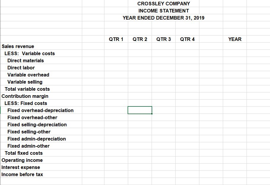 A Income Statement Prepare A Budgeted Income Chegg Com