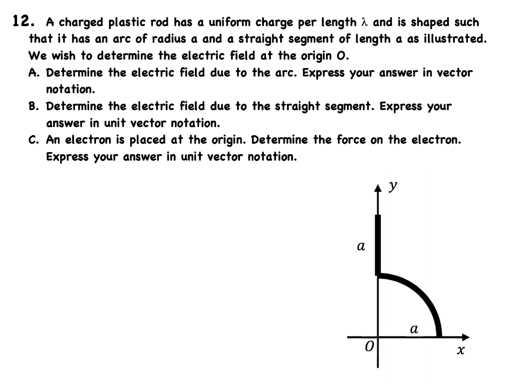 Solved 12. A charged plastic rod has a uniform charge per