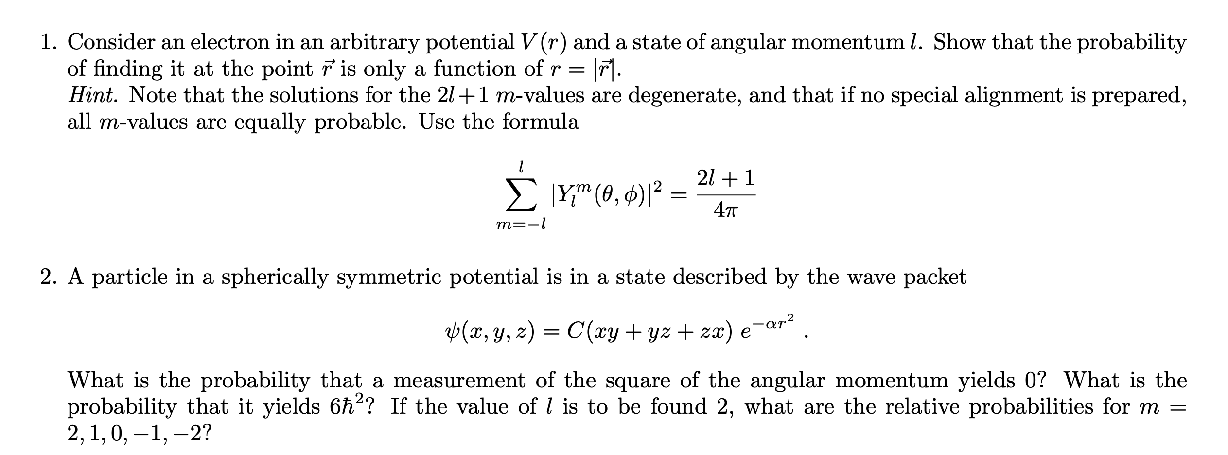 Solved 1 Consider An Electron In An Arbitrary Potential Chegg Com