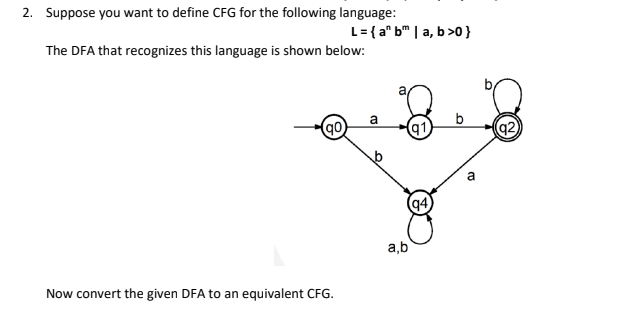 Solved 2. Suppose you want to define CFG for the following | Chegg.com